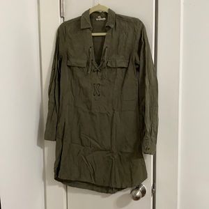 Army green shift dress